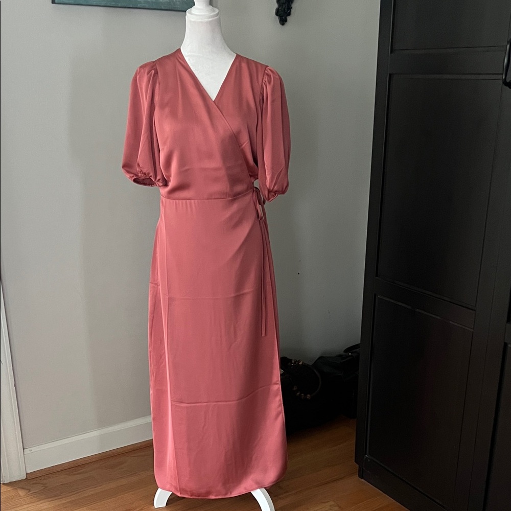Express Rose Long Sleeve Wrap Dress